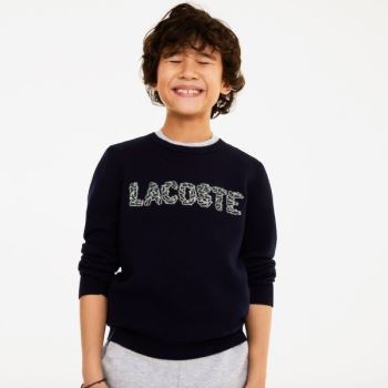 Lacoste Embroidered Croco Magic Wool And Cotton Sweater Dětské - Svetr Tmavě Blankyt Blankyt | CZ-mf